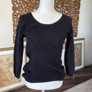 3/4 Sleeve Knit sweater, metallic embellished weave